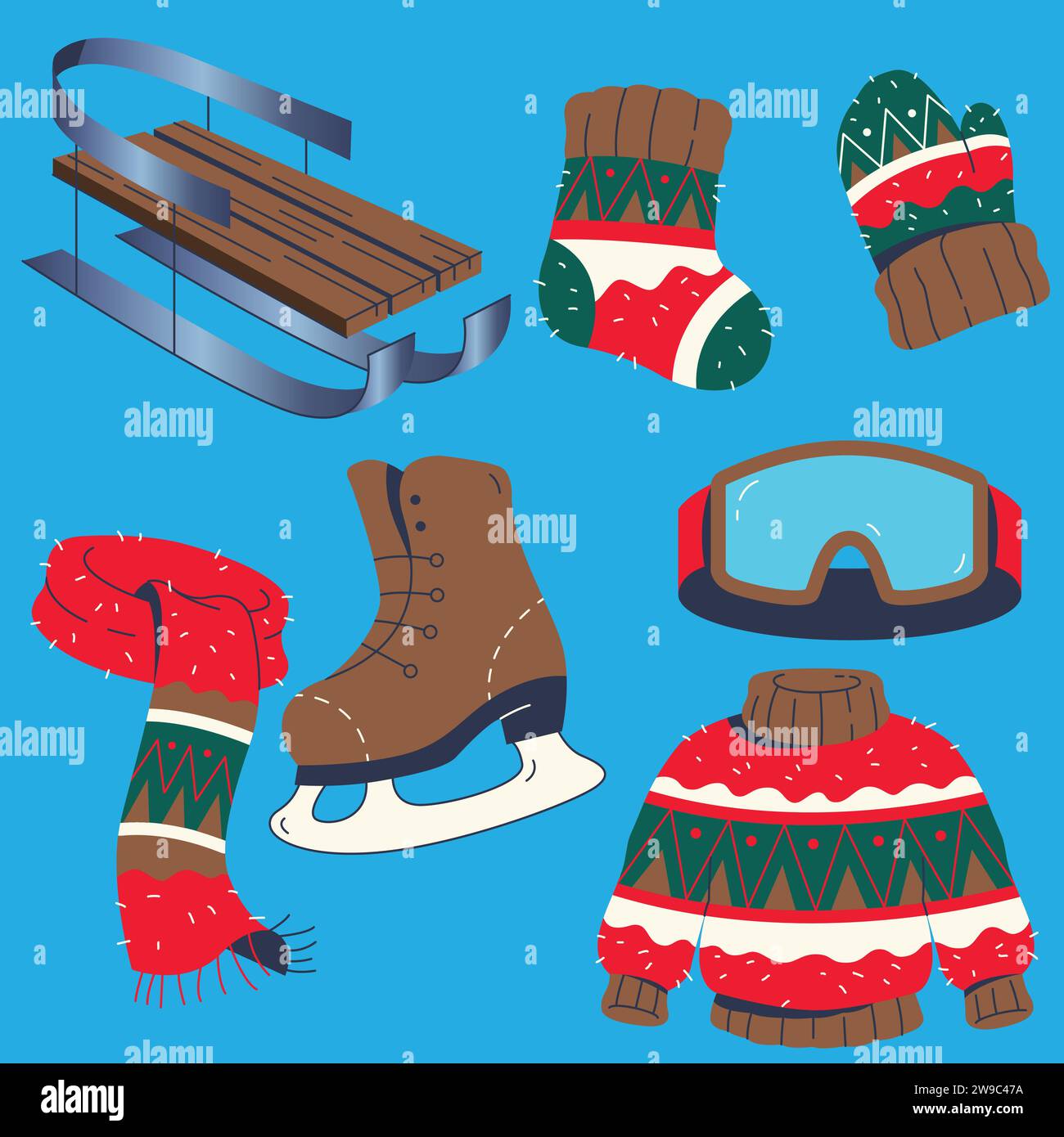 flat elements collection wintertime season design vector illustration Stock Vector