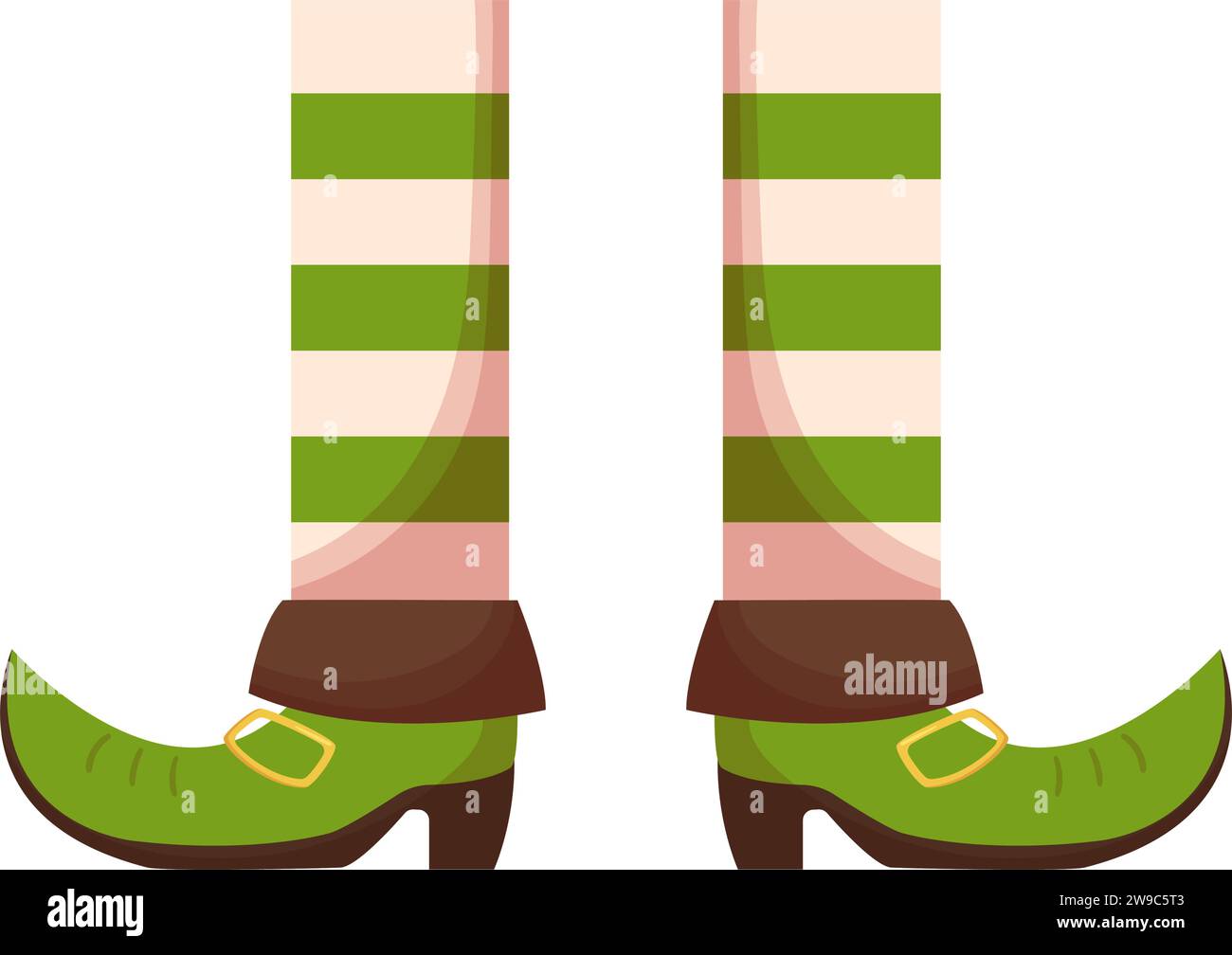 St. Patricks Day leprechaun legs in striped white and green socks, green boots Stock Vector