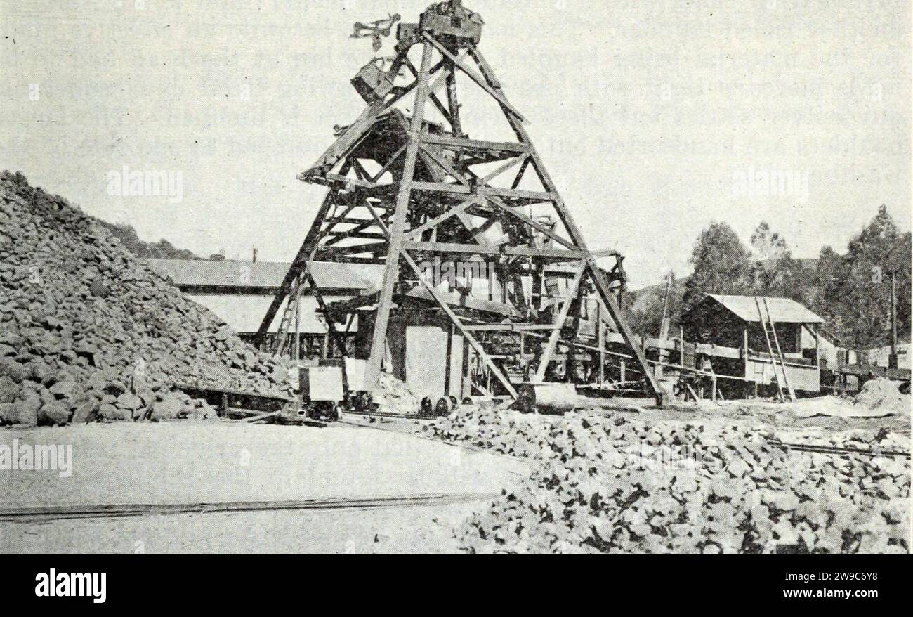 halftone of the New Almaden Quicksilver Mine in California, USA, from a report of the state minerologist, 1892 Stock Photo