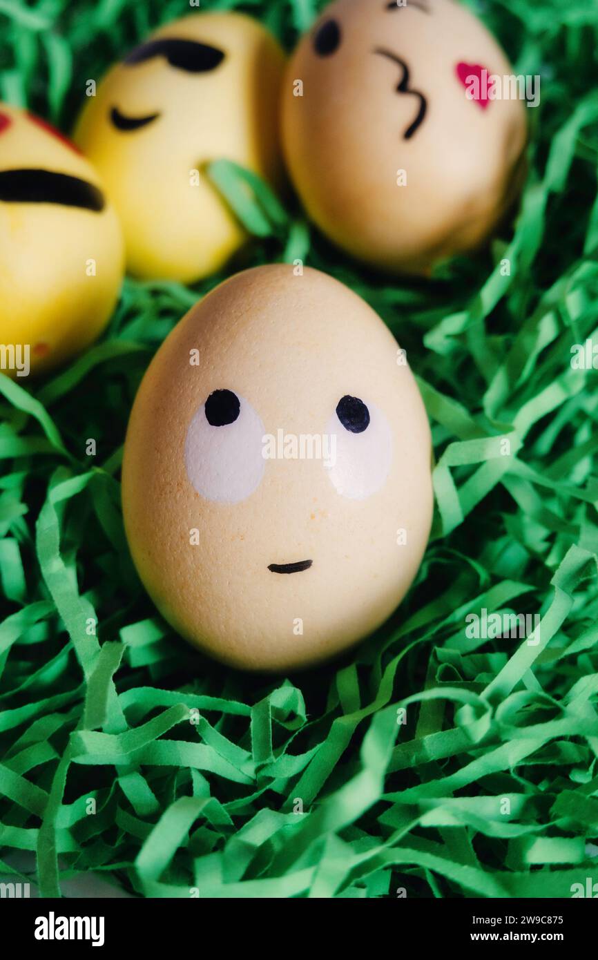 Easter egg emojis still life, USA Stock Photo