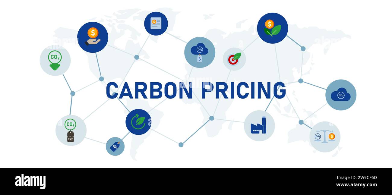 carbon pricing pay for emission climate change global warming industry air pollution environment responsibility Stock Vector