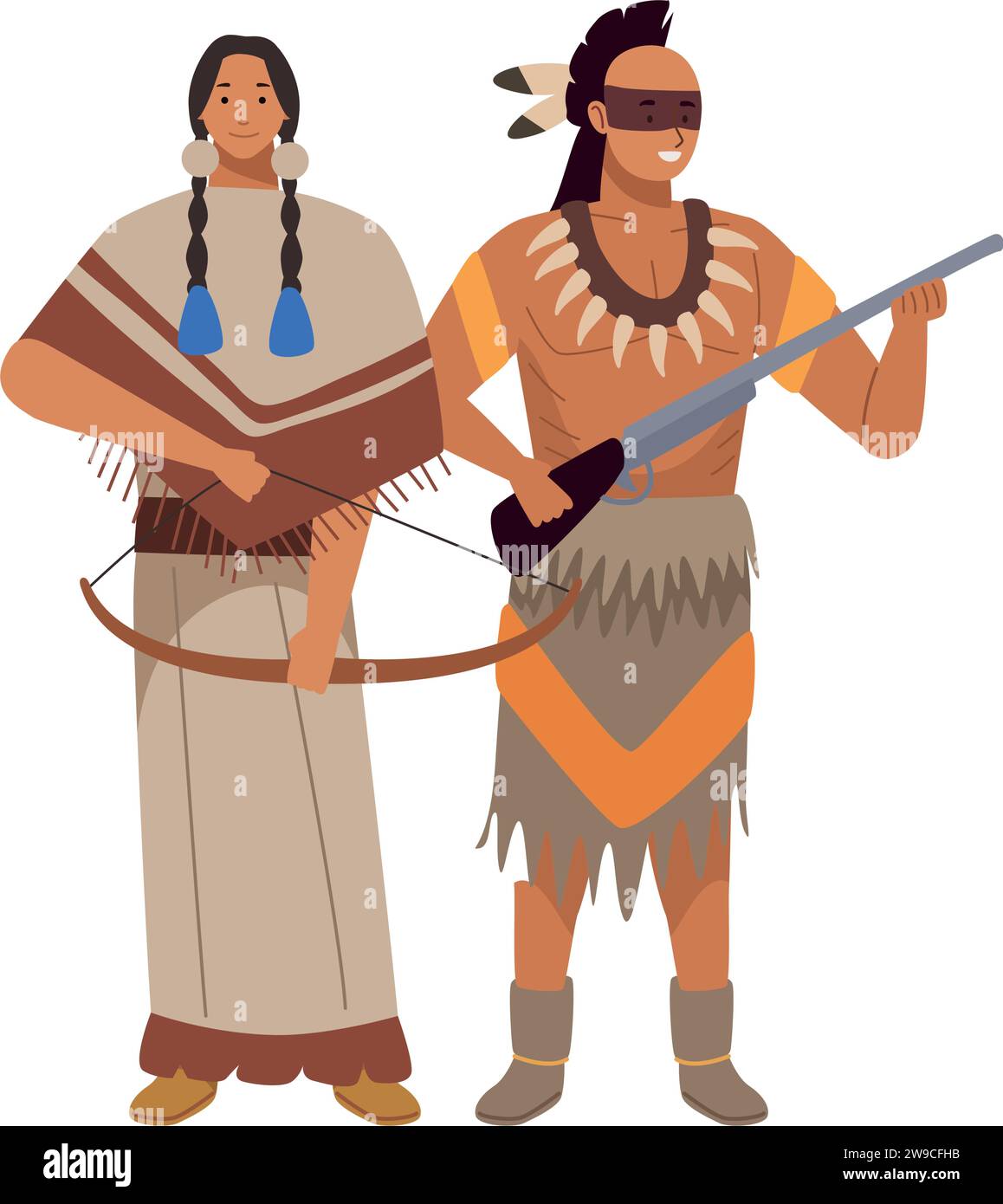 Indian native traditional warrior couple Stock Vector Images - Alamy