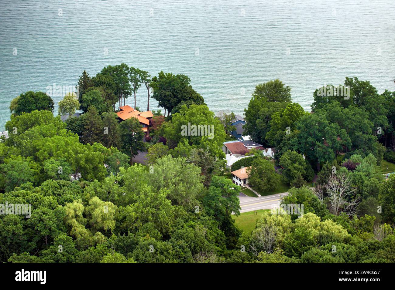 Large waterfront private homes in Rochester, NY residential area on