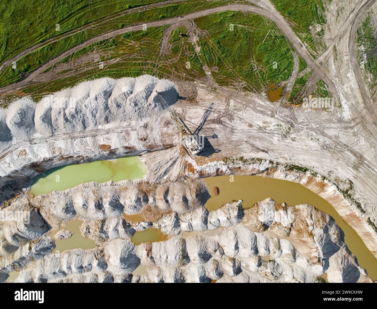 Limestone quarry environmental recultivation process Stock Photo
