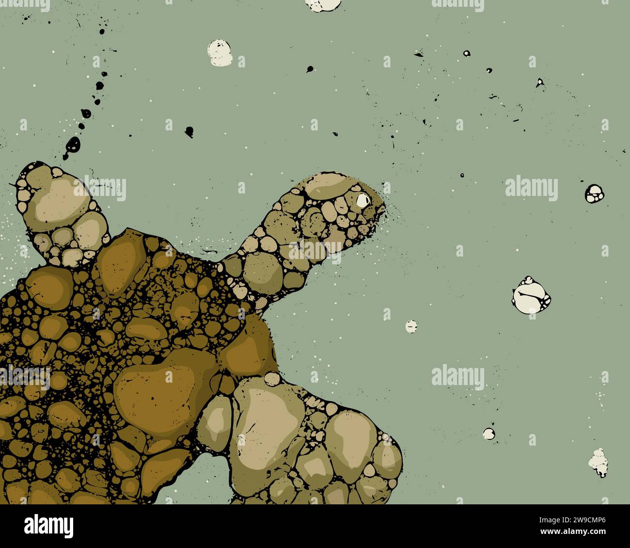 Sea turtle grunge vector illustration, abstract art Stock Vector