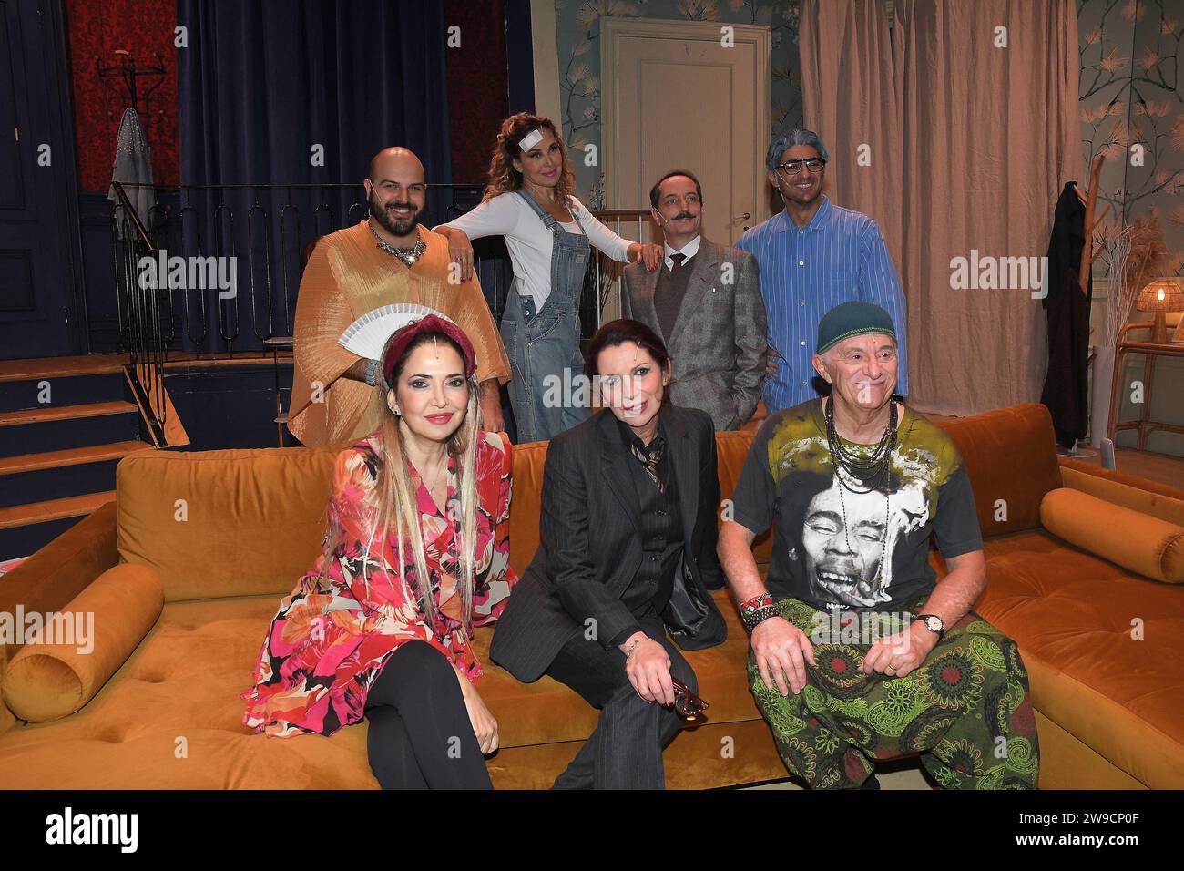 Rome, Italy. 26th Dec, 2023. Rome, Parioli Theater Before the show 'Taxi a 2 Piazze', In the photo: Barbara D'Urso with the cast of the show Credit: Independent Photo Agency/Alamy Live News Stock Photo