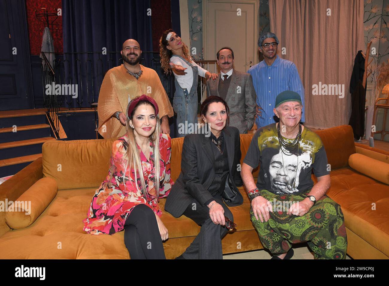 Rome, Italy. 26th Dec, 2023. Rome, Parioli Theater Before the show 'Taxi a 2 Piazze', In the photo: Barbara D'Urso with the cast of the show Credit: Independent Photo Agency/Alamy Live News Stock Photo