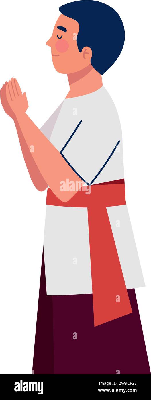 nyepi man praying Stock Vector