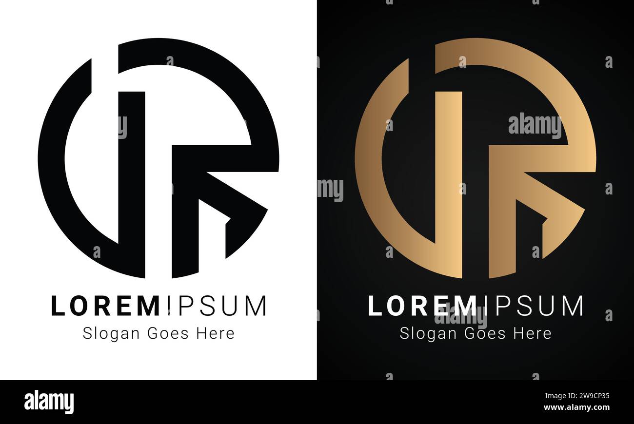 Luxury Initial RU or UR Monogram Text Letter Logo Design Stock Vector