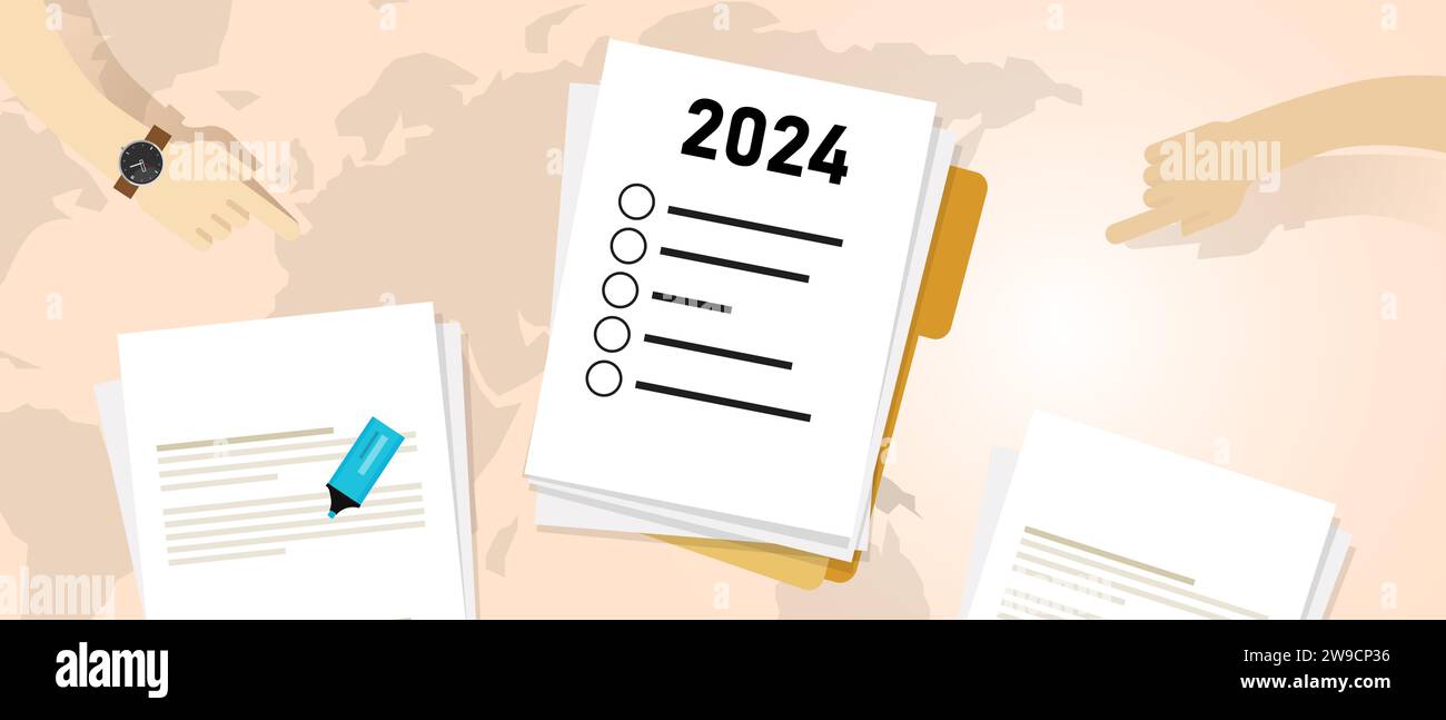 New year resolutions of 2024 check list target plan future goal note