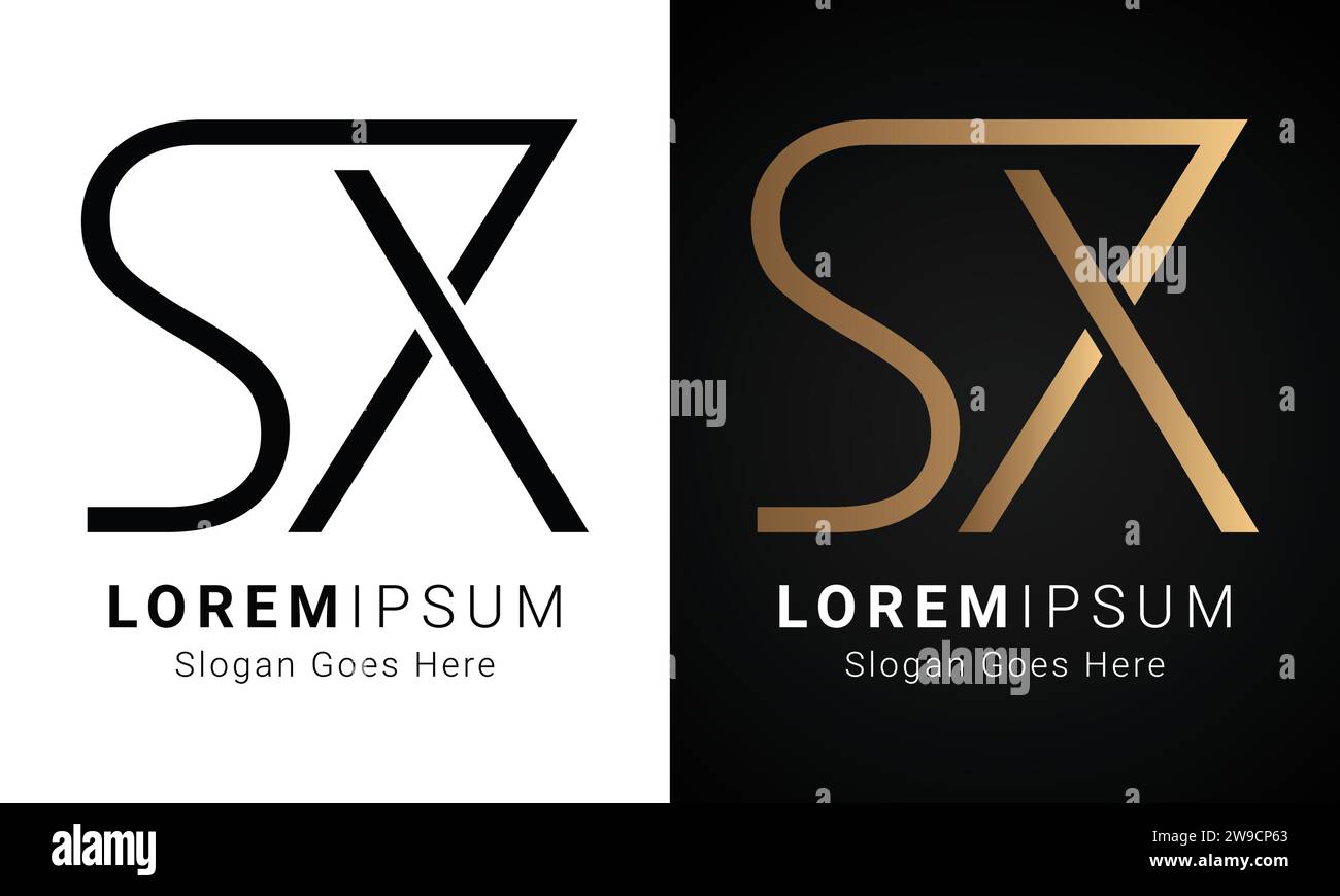 Luxury Initial SX or XS Monogram Text Letter Logo Design Stock Vector
