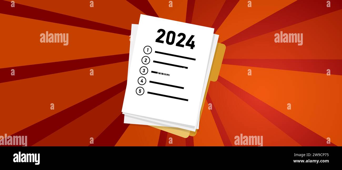 New year resolutions of 2024 check list target plan future goal note