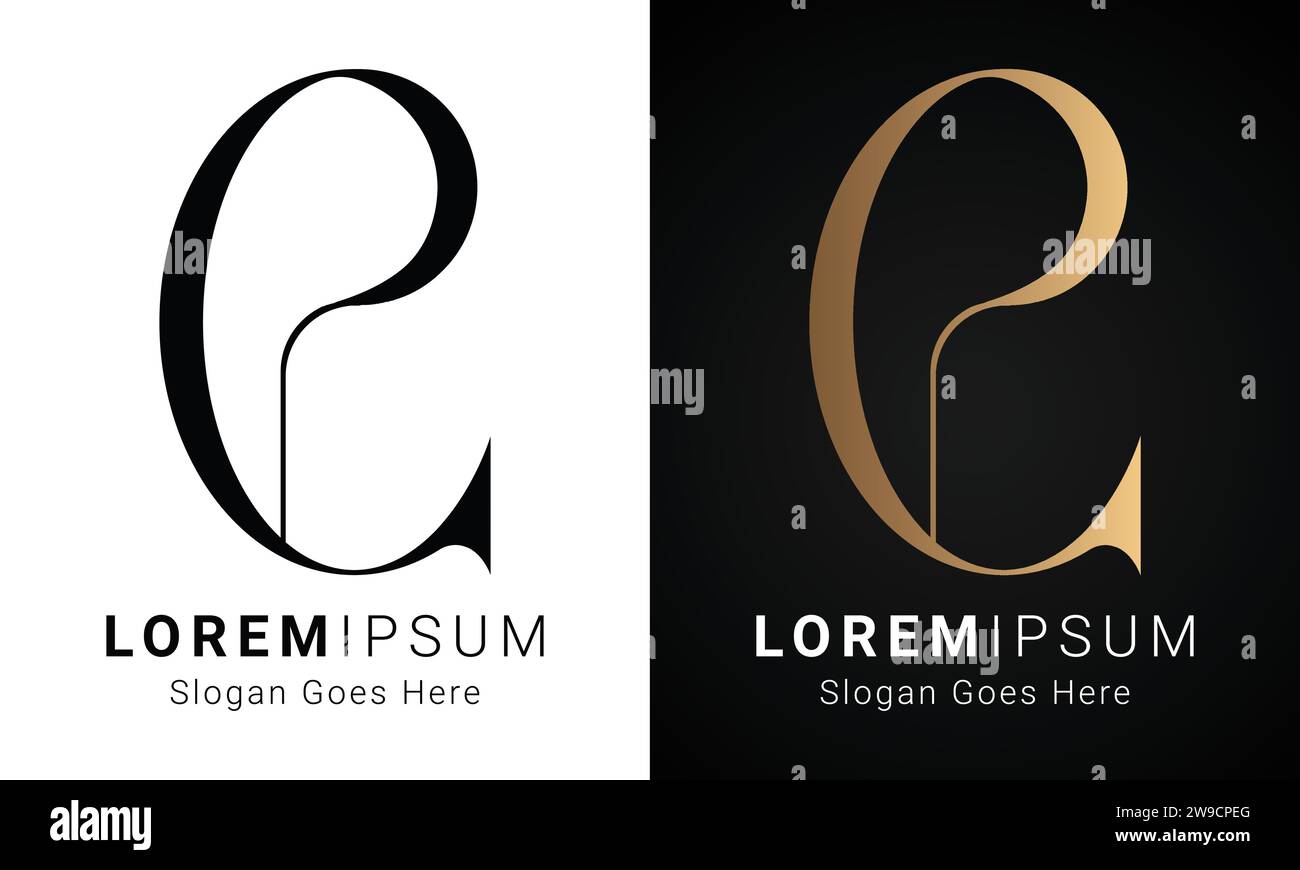 Luxury Initial CP or PC Monogram Text Letter Logo Design Stock Vector