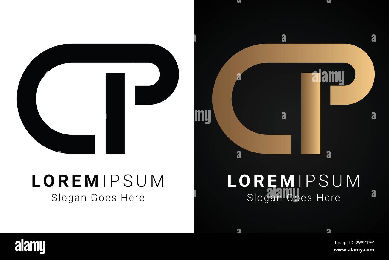 Luxury Initial CP or PC Monogram Text Letter Logo Design Stock Vector