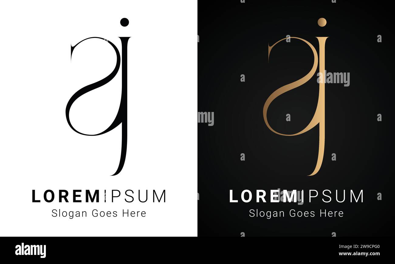 Luxury Initial AJ or JA Monogram Text Letter Logo Design Stock Vector