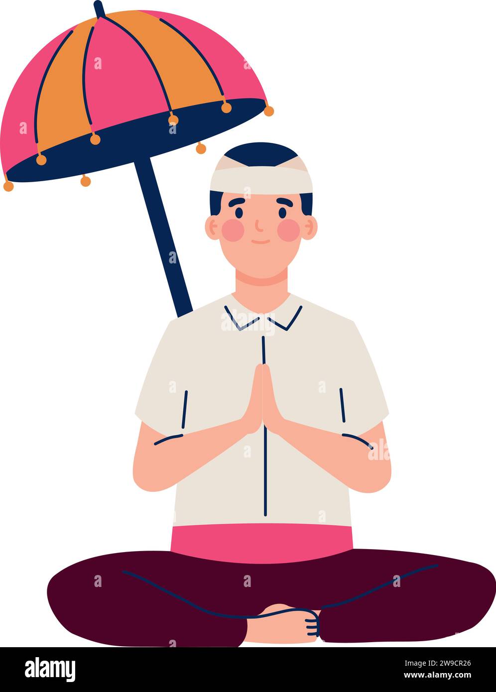 nyepi man pray Stock Vector