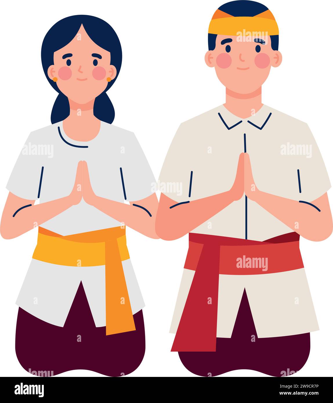 nyepi couple praying Stock Vector