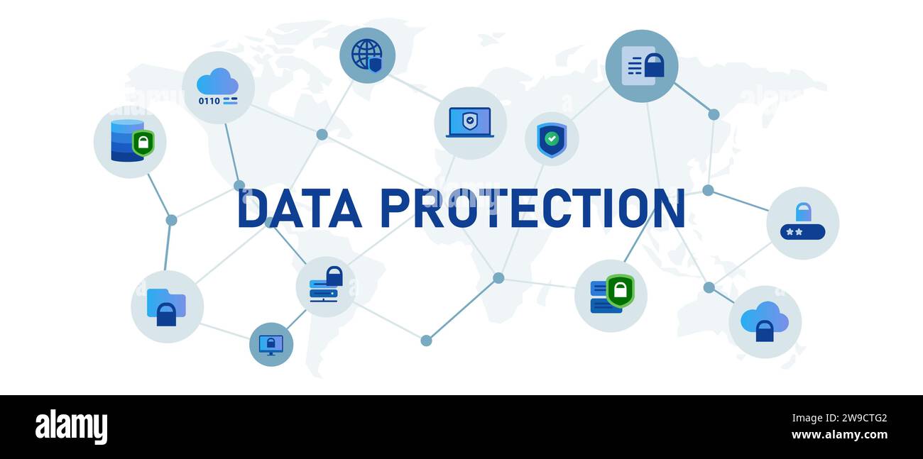 data protection for security privacy secret important information with technology safety system Stock Vector