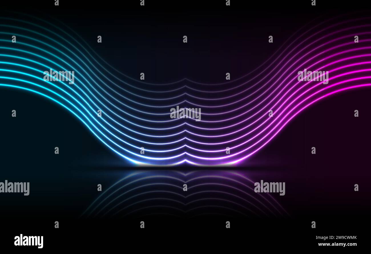 Blue ultraviolet neon laser waves technology background. Futuristic ...