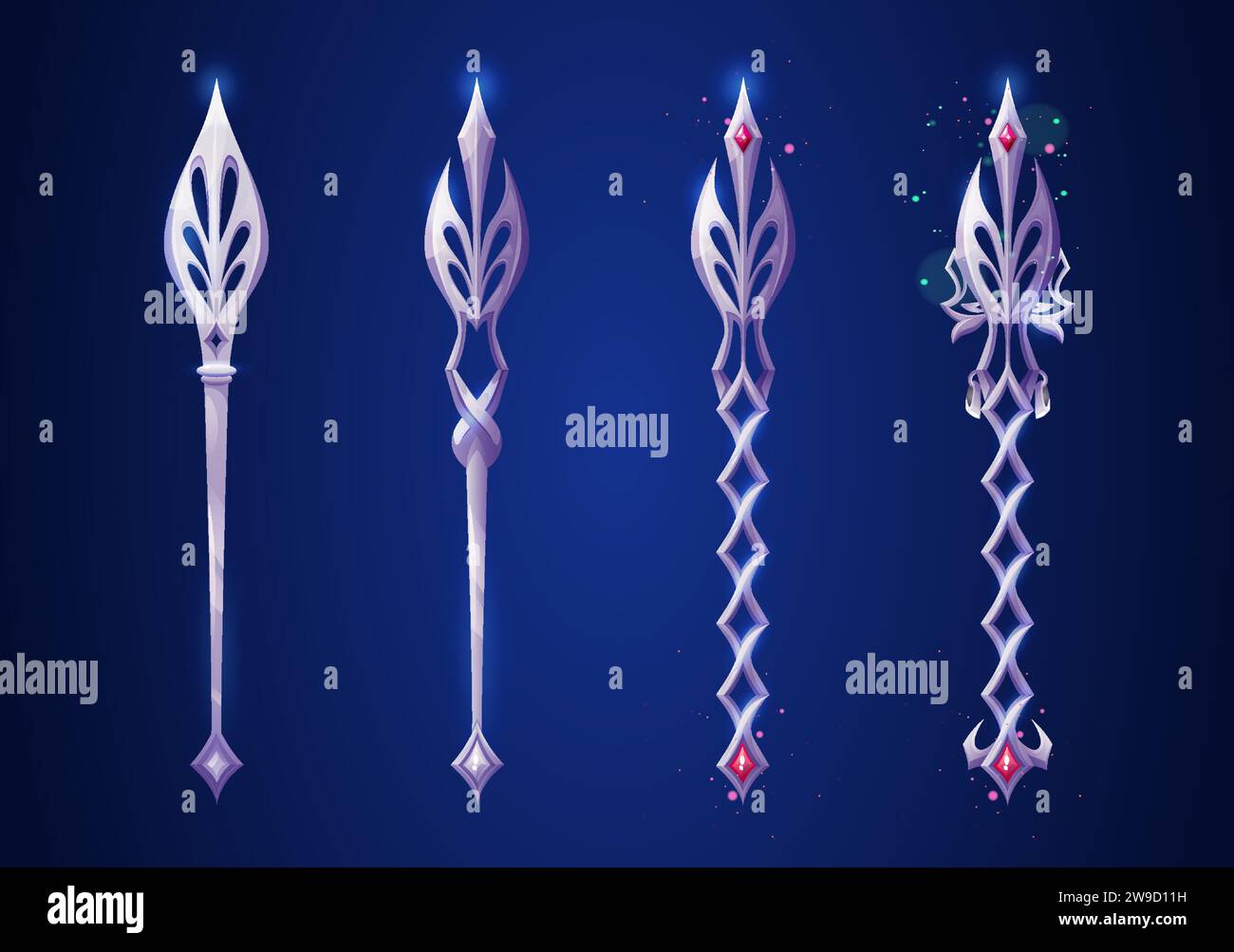 Fantasy scepter made of metal for game level rank ui design. Cartoon