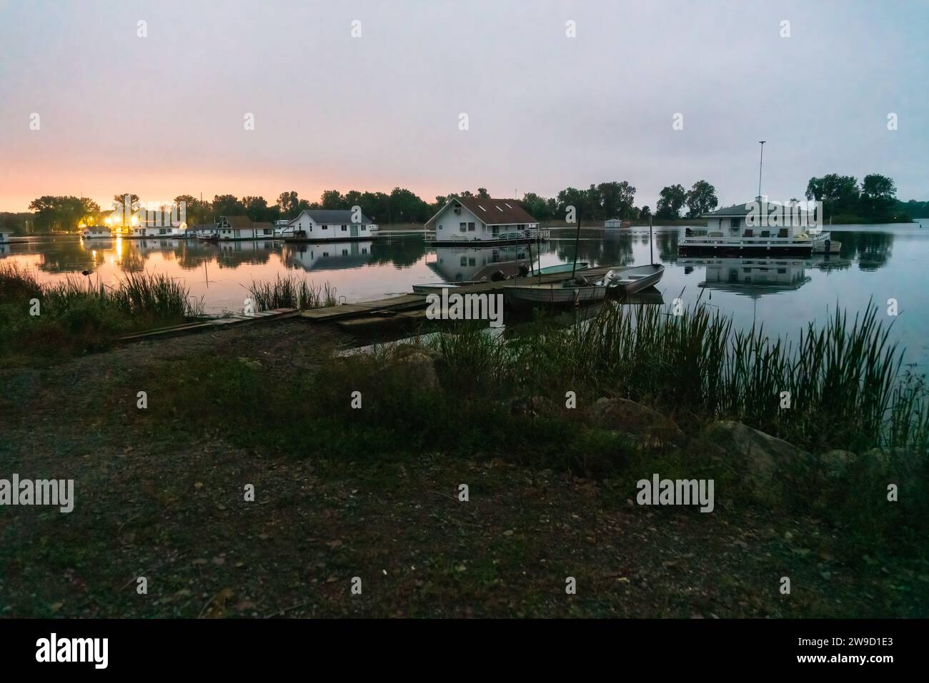 The houseboats at Horseshoe Pond at Presque Isle State Park, Erie, PA