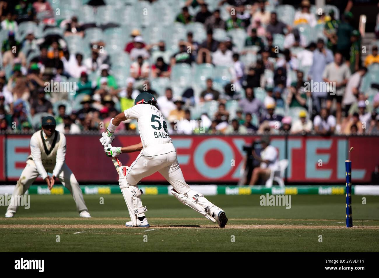 Melbourne Australia 27 December 2023 Babar Azam Of Pakistan Gets Bowled Out During Day 2 Of