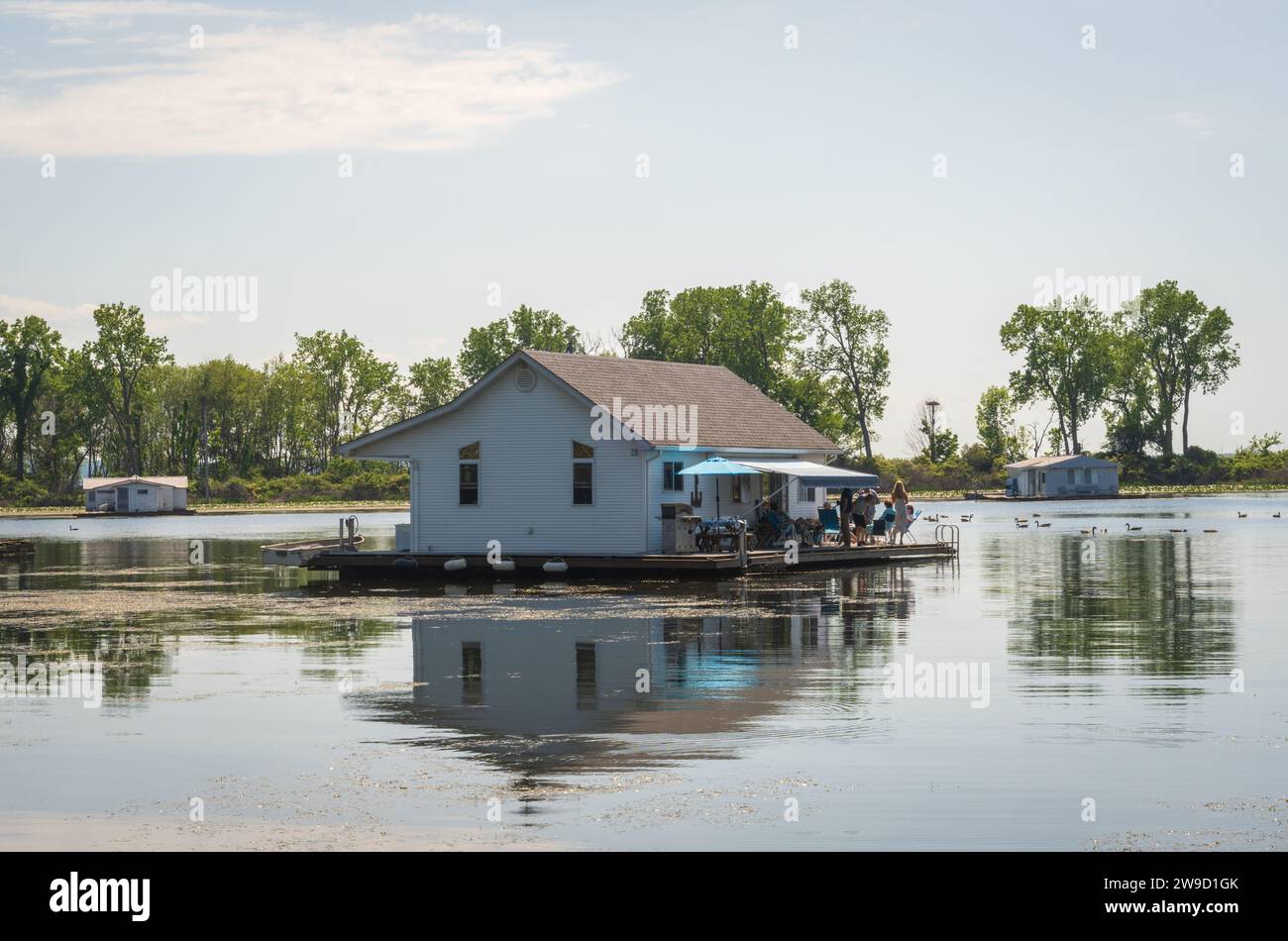 The houseboats at Horseshoe Pond at Presque Isle State Park, Erie, PA