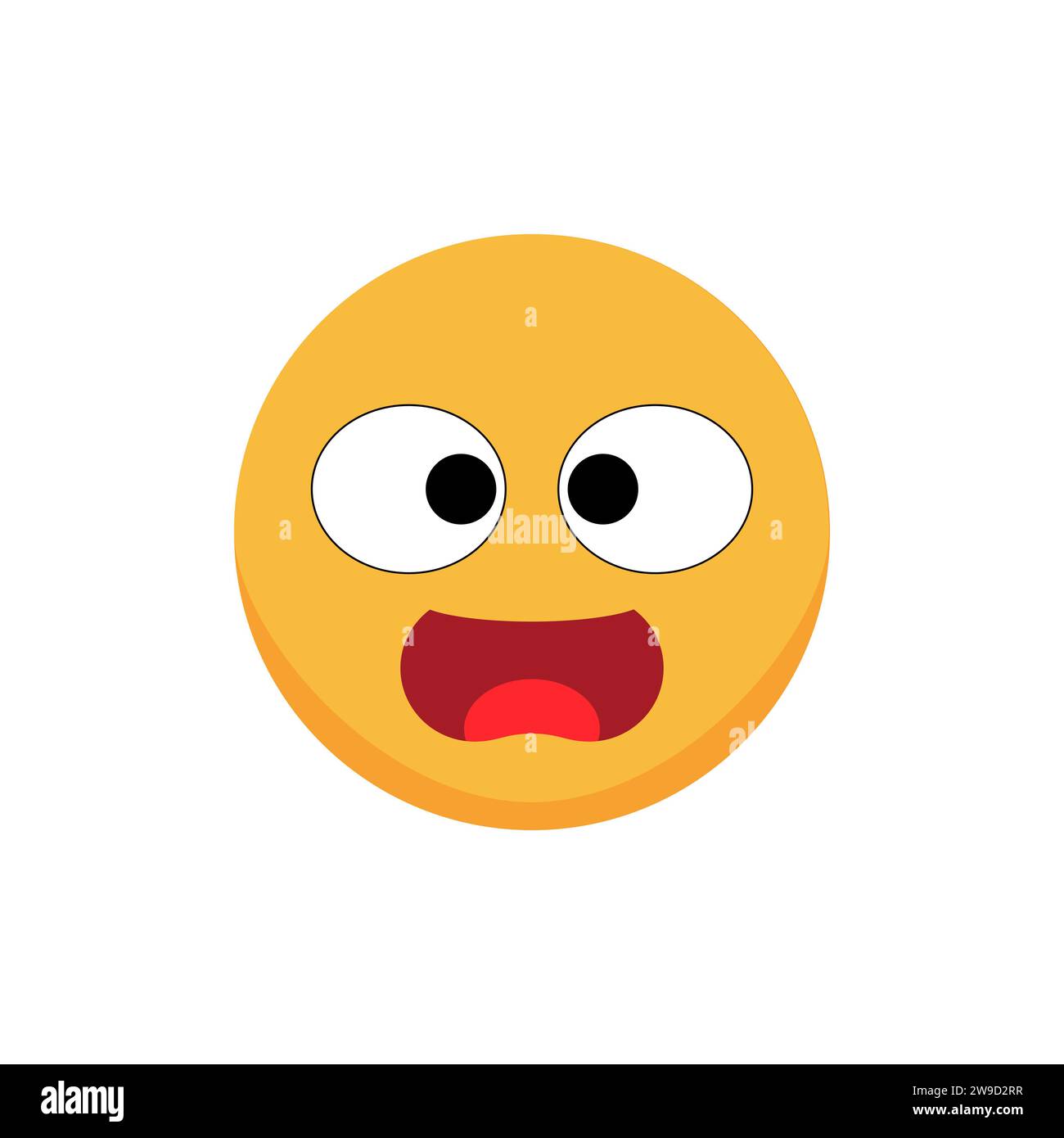 Surprised Smiley. Cartoon emoji. Flat vector illustration. Stock Photo