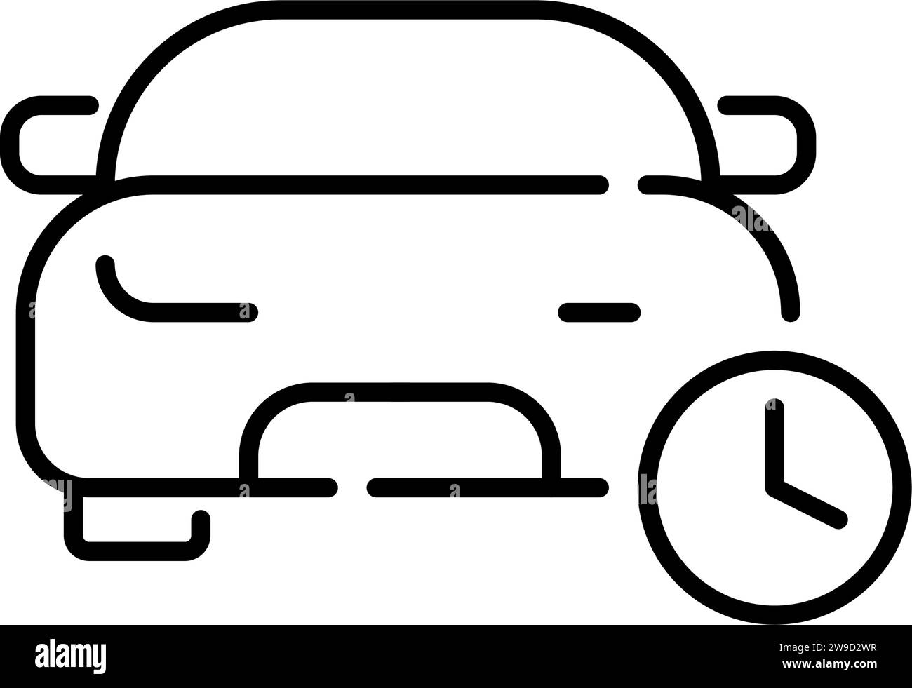 Car and clock. Hourly rental rates. Pixel perfect icon Stock Vector