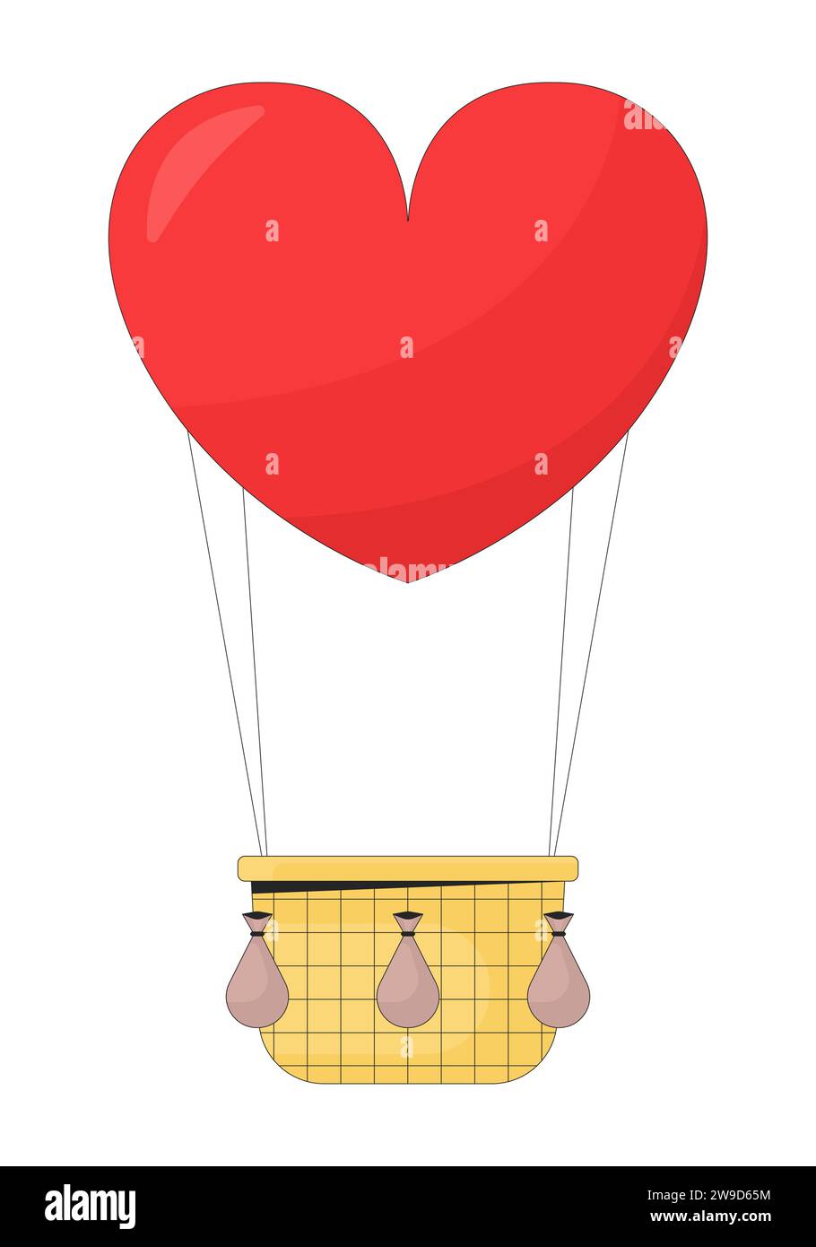 Floating hot air balloon 2D linear cartoon object Stock Vector Image ...