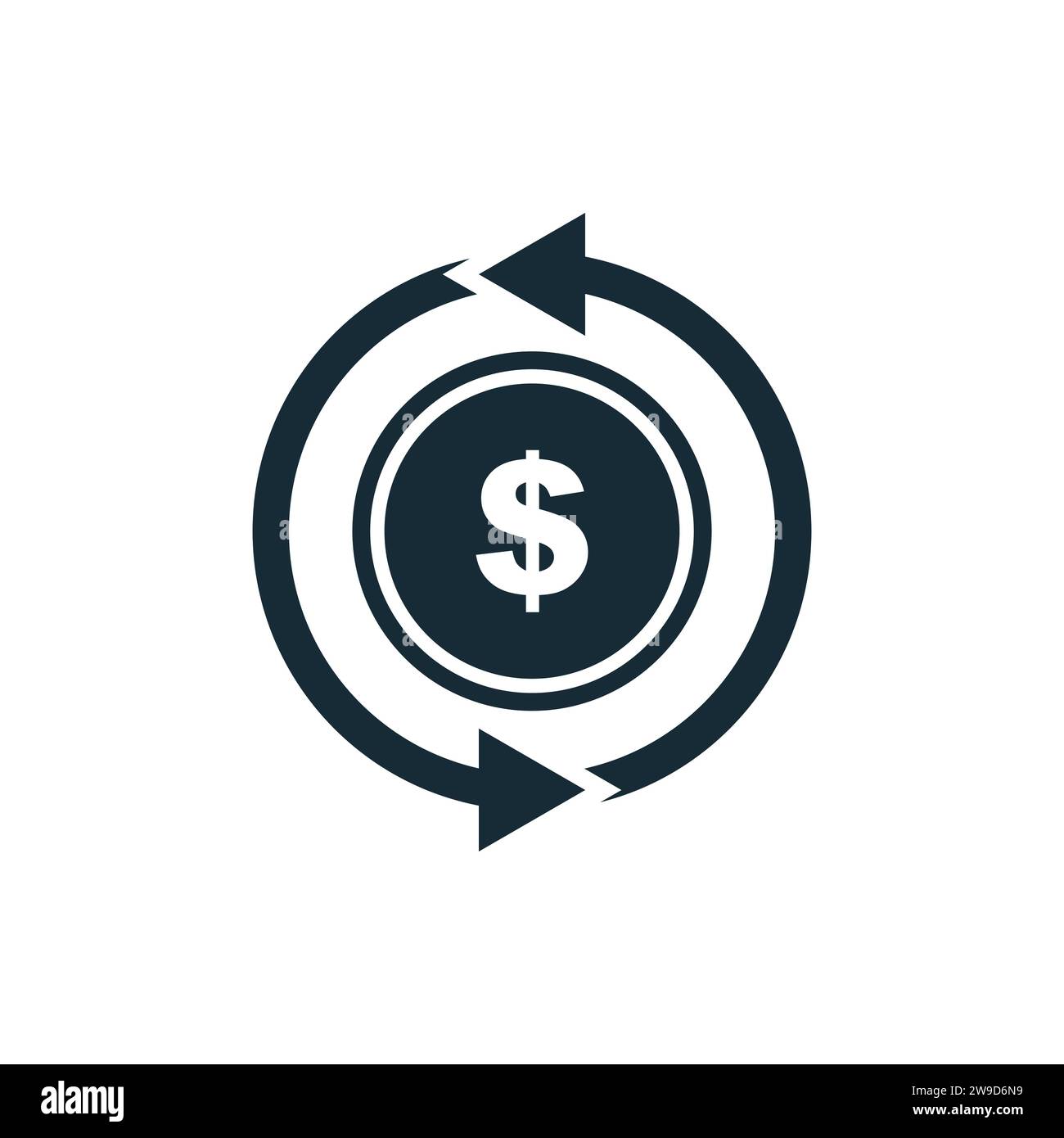 Refund, Transfer or Cash Back Dollar Icon Design Template Elements Stock Vector