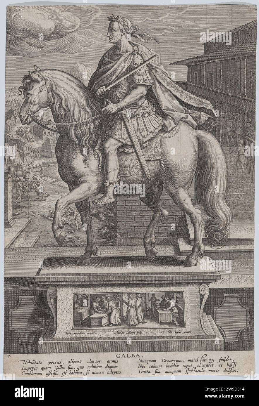 Plate 7: equestrian statue of Galba, in profile to the left, with a ...