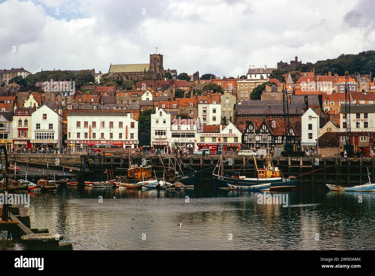 Boats in harbour, Scarborough, Yorkshire, England, UK 5 September 1974 Stock Photo