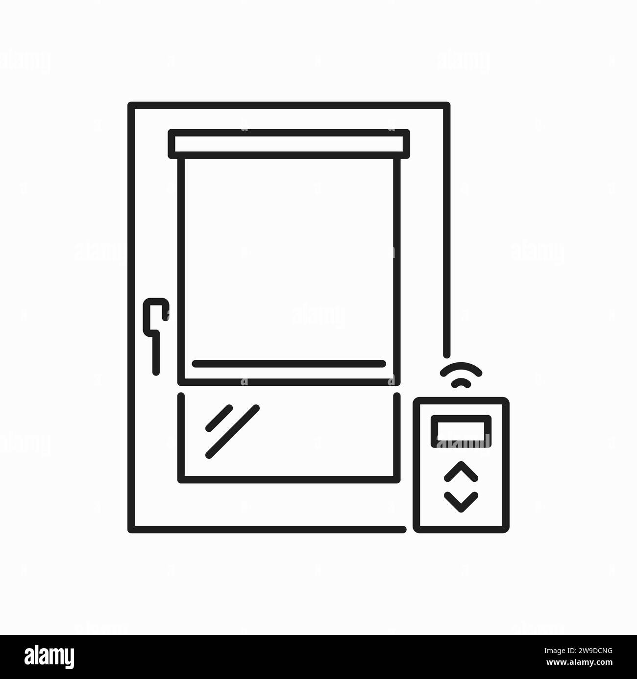 Window roller blind, vertical automated jalousie. Vector sun protection shade on remote control