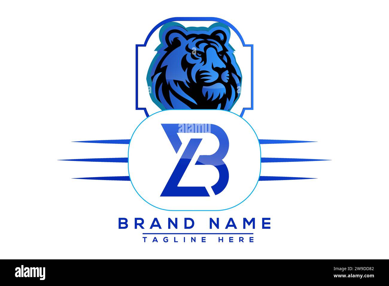 BL Tiger logo Blue Design. Vector logo design for business. Stock Vector