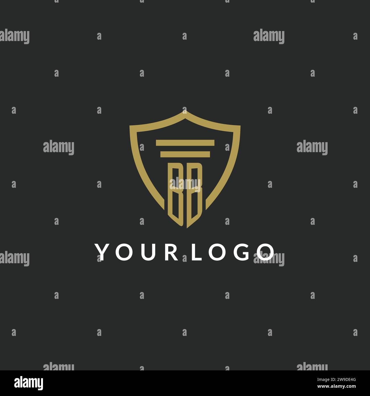 BB initial monogram logo with pillar and shield style design ideas Stock Vector