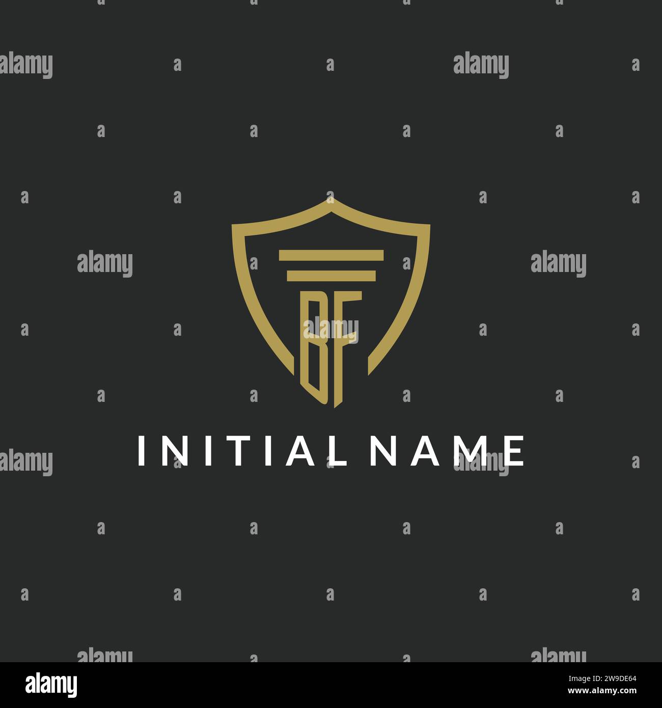 BF initial monogram logo with pillar and shield style design ideas Stock Vector
