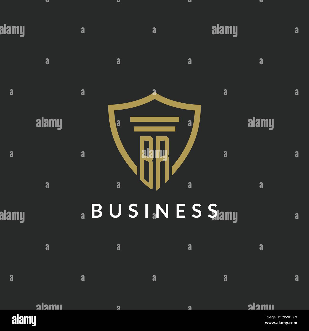 BR initial monogram logo with pillar and shield style design ideas Stock Vector