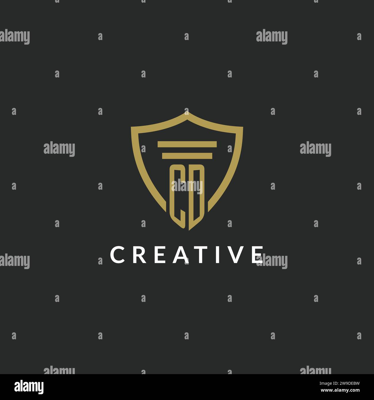 CD initial monogram logo with pillar and shield style design ideas Stock Vector