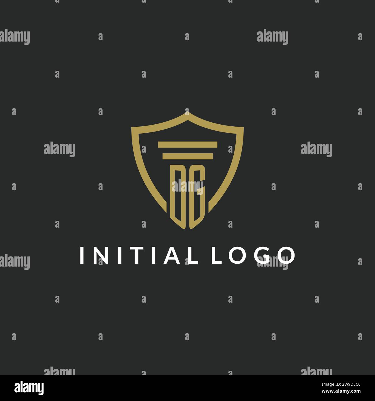 DG initial monogram logo with pillar and shield style design ideas Stock Vector