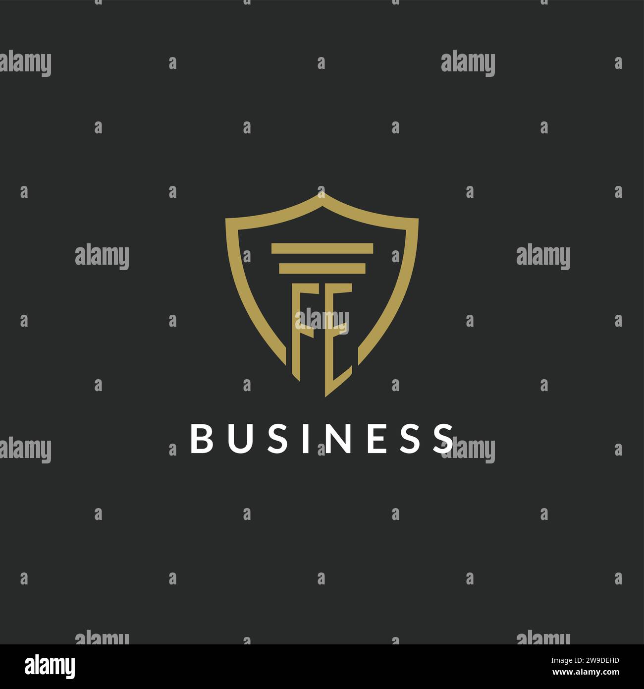 FE initial monogram logo with pillar and shield style design ideas Stock Vector