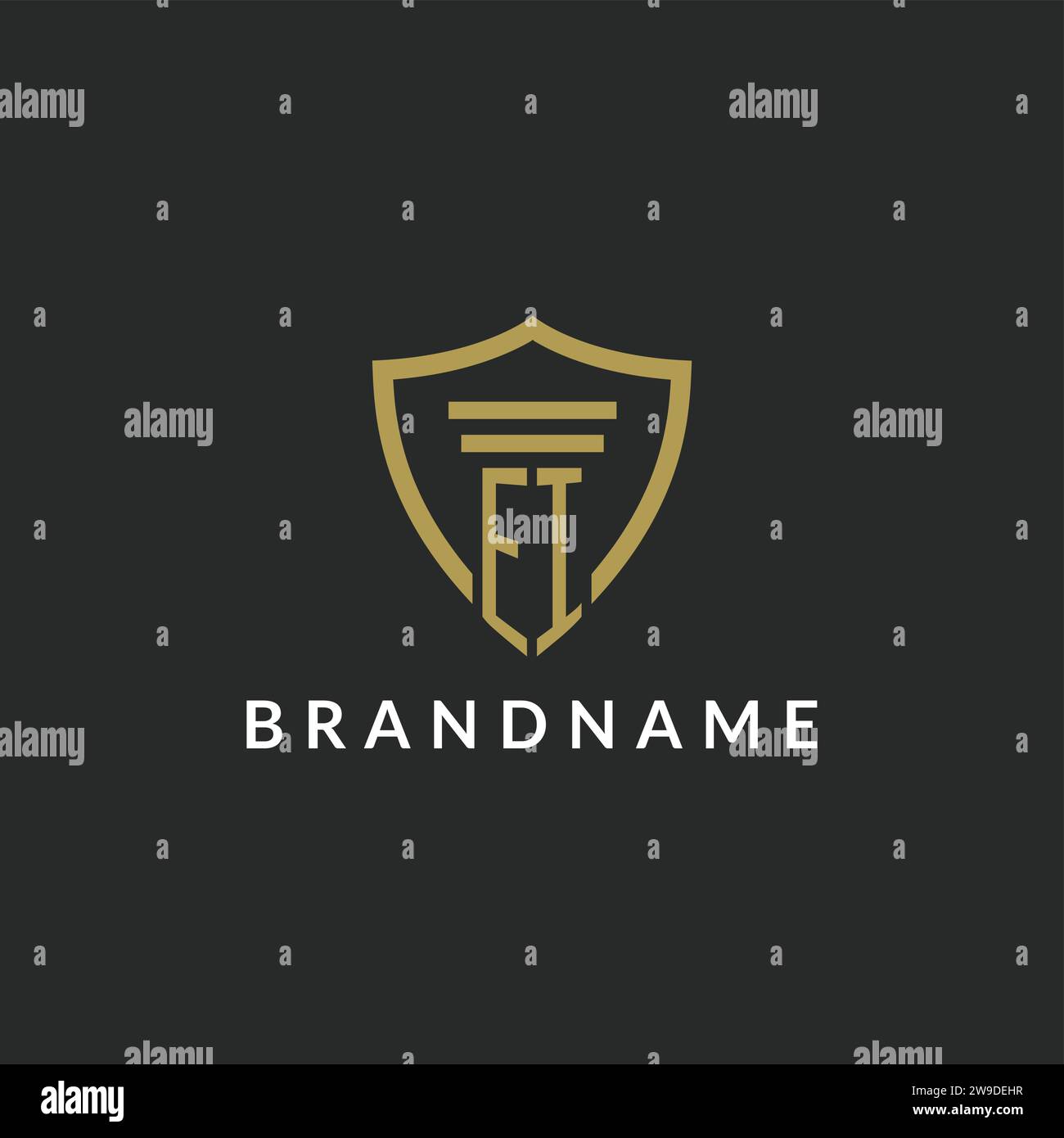EI initial monogram logo with pillar and shield style design ideas Stock Vector