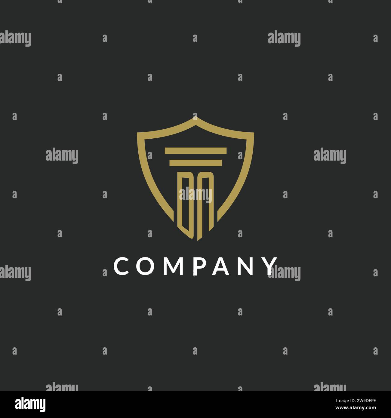 DN initial monogram logo with pillar and shield style design ideas Stock Vector
