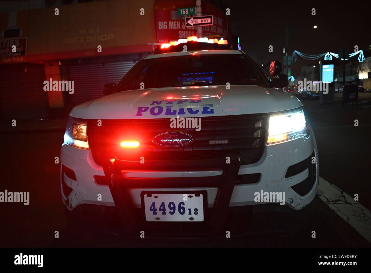 Queens, United States. 27th Dec, 2023. NYPD car seen at the scene of a