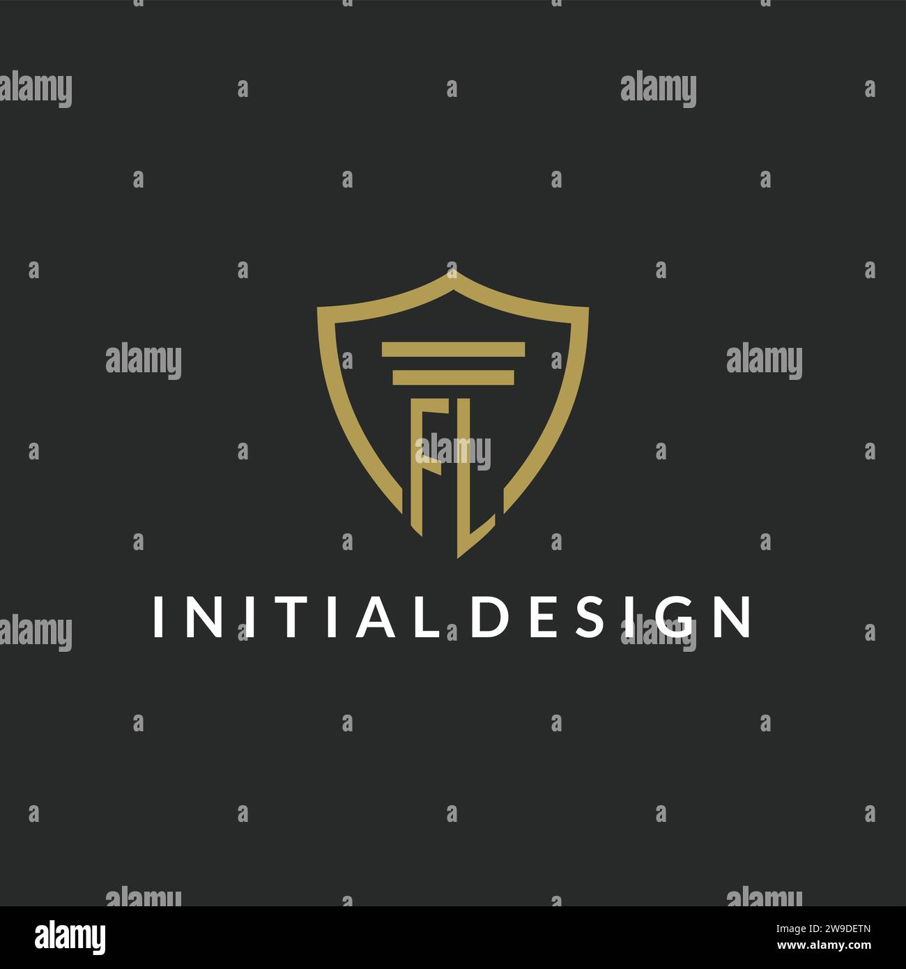 FL initial monogram logo with pillar and shield style design ideas Stock Vector