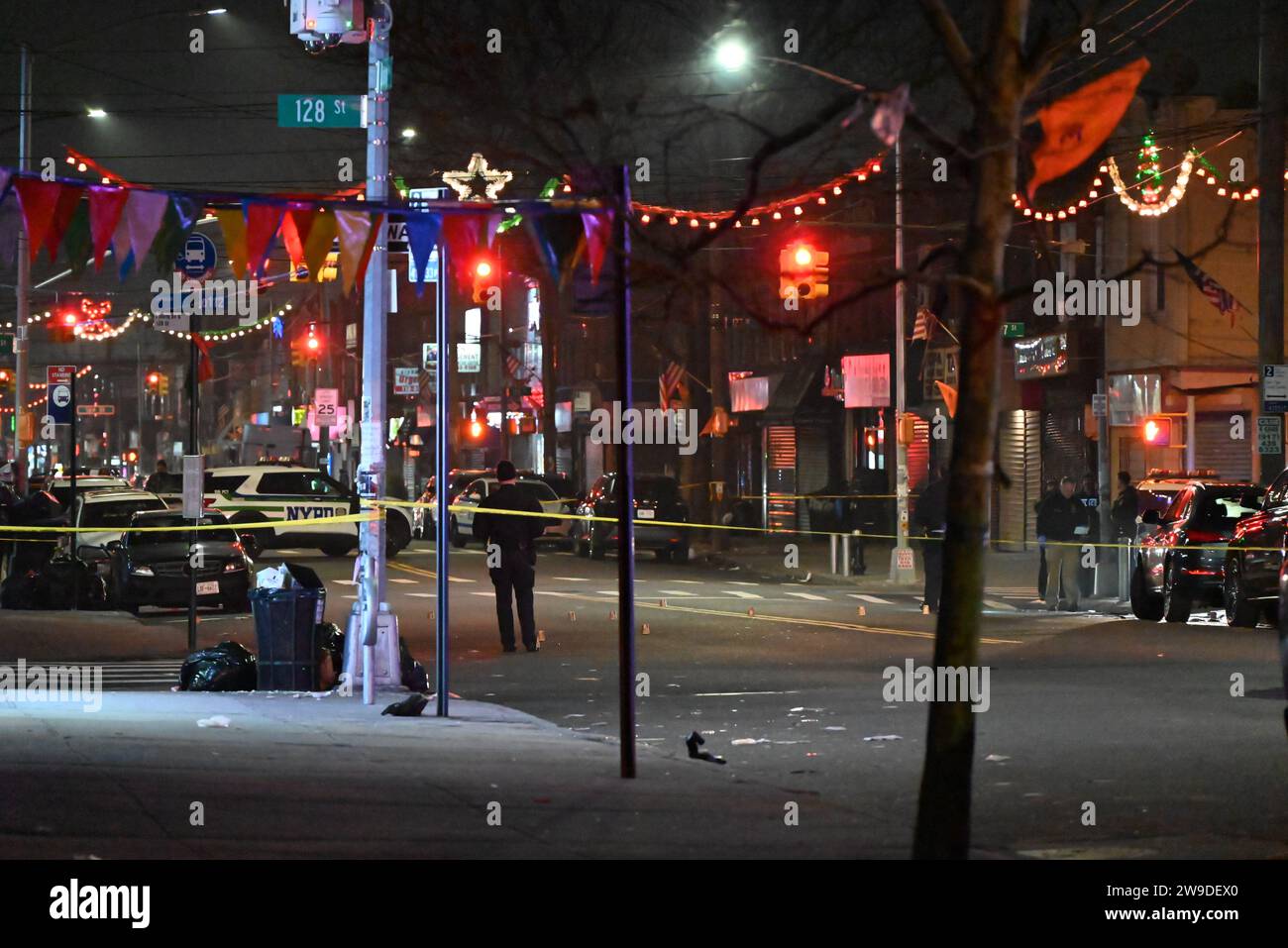 Queens, United States. 27th Dec, 2023. The view of a shooting scene at