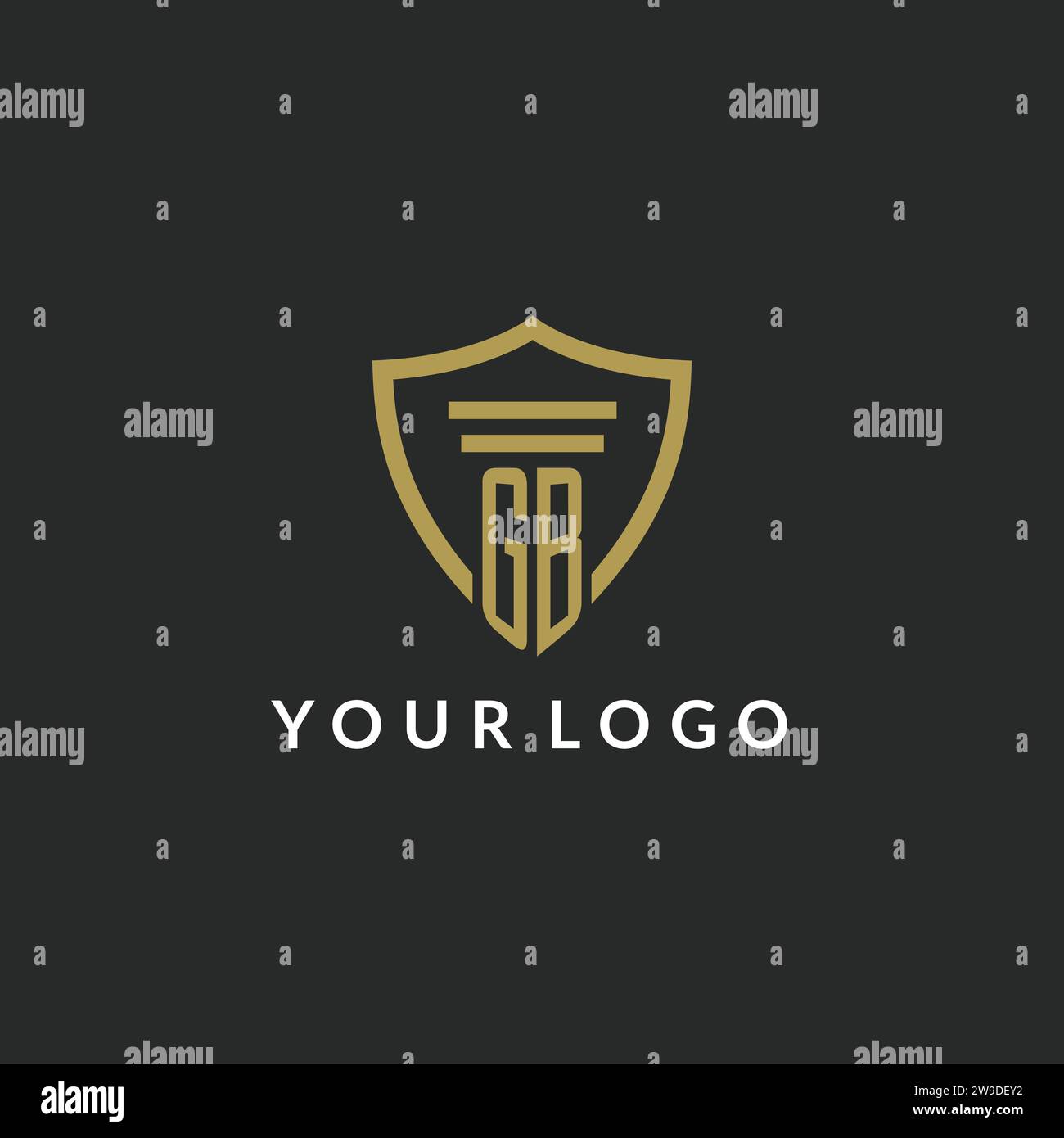 GB initial monogram logo with pillar and shield style design ideas Stock Vector