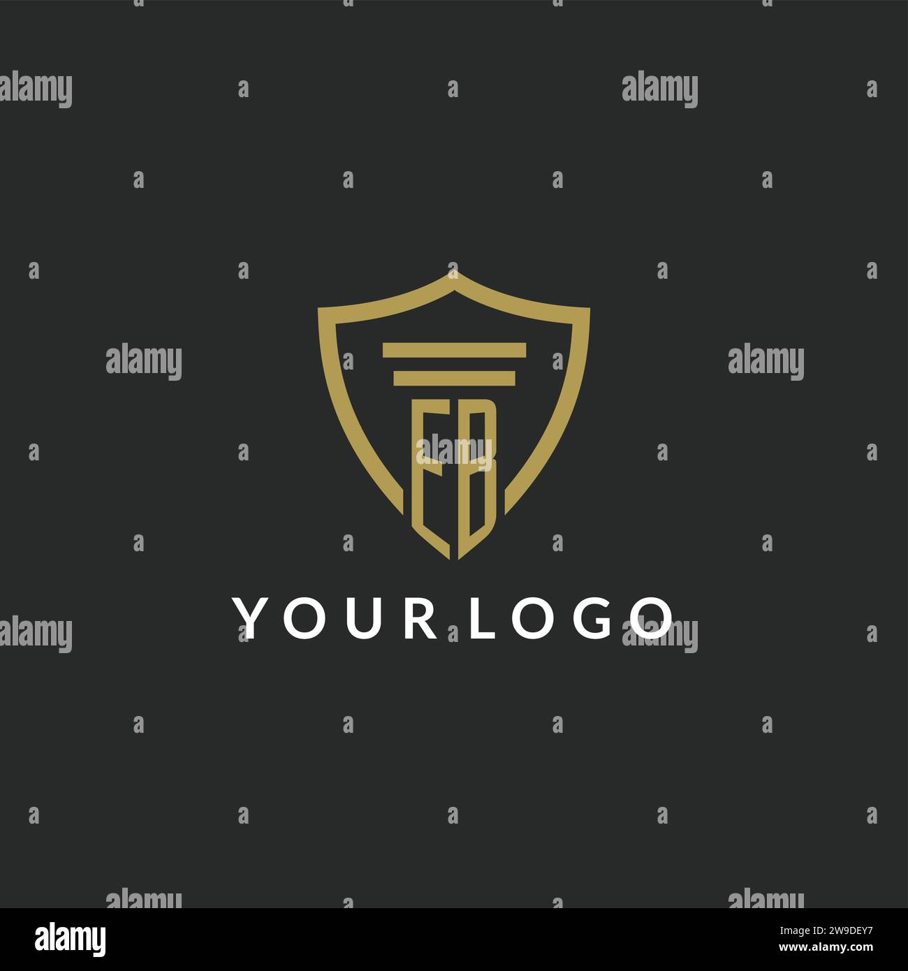 EB initial monogram logo with pillar and shield style design ideas Stock Vector
