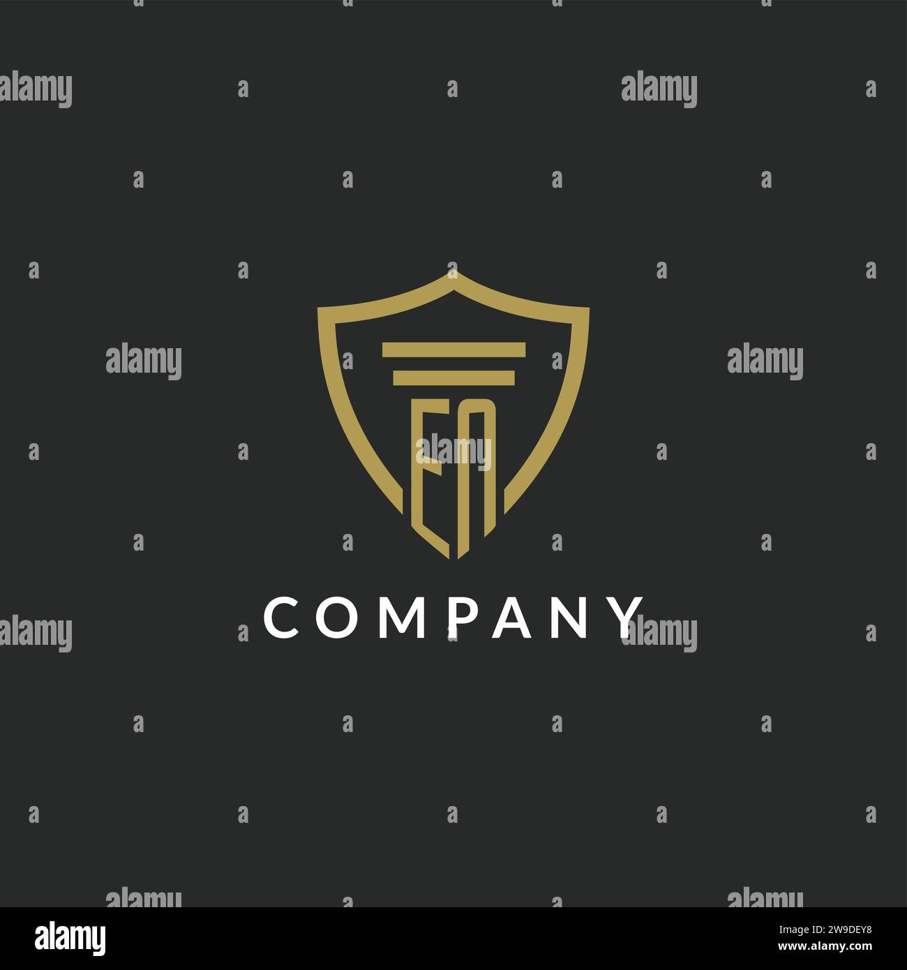 EN initial monogram logo with pillar and shield style design ideas Stock Vector
