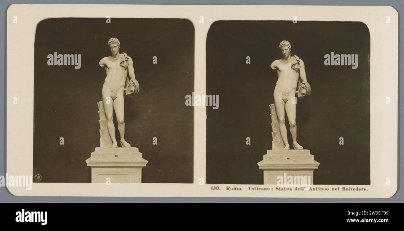 Statue of Hermes van Belvedere in the Vatican Museums in Vatican City, Neue Photographic Gesellschaft, c. 1900 - c. 1910 stereograph  Vatican Museums cardboard. photographic support gelatin silver print sculpture. (story of) Mercury (Hermes) Stock Photo